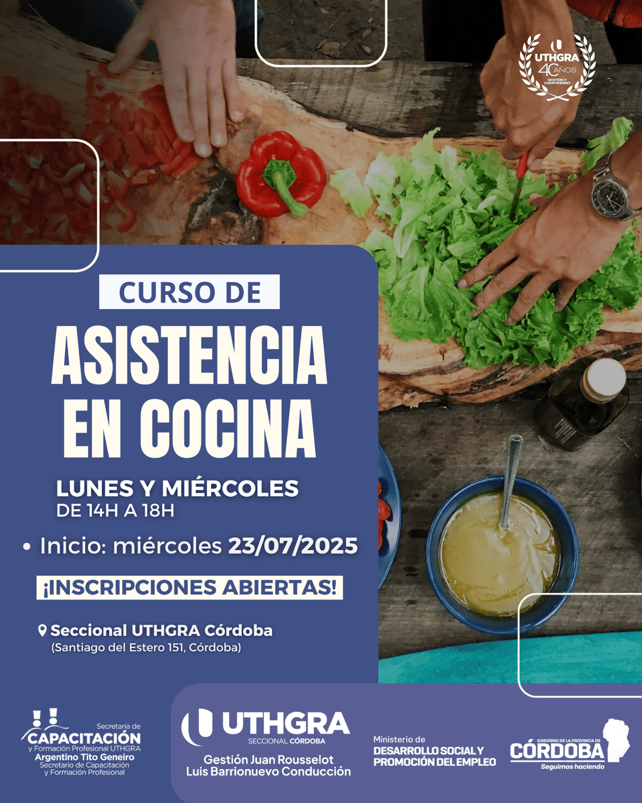 Nuevo Curso de Asistencia en Cocina en UTHGRA Córdoba